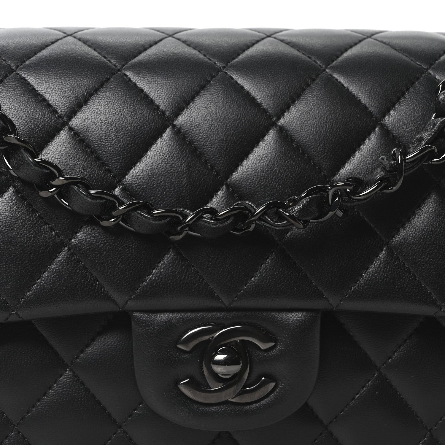 Chanel Lambskin Quilted Medium Double Flap So Black 8 of 10