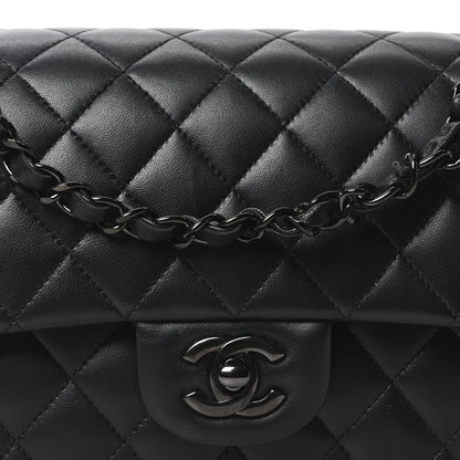 Chanel Lambskin Quilted Medium Double Flap So Black 8 of 10