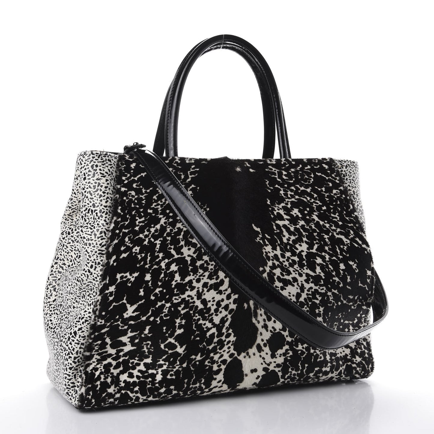 Calf Hair Patent Regular 2jours Tote Black White