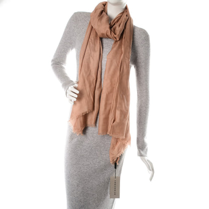 Burberry Cashmere Embroidered Fringe Scarf Camel 2 of 6
