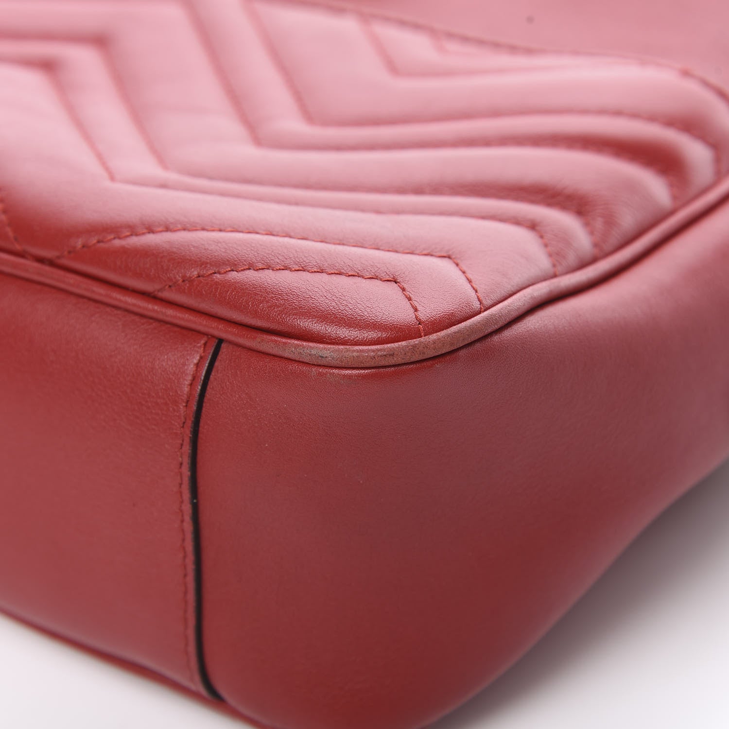 Gucci Calfskin Matelasse Medium GG Marmont Chain Shoulder Bag Hibiscus Red 10 of 19