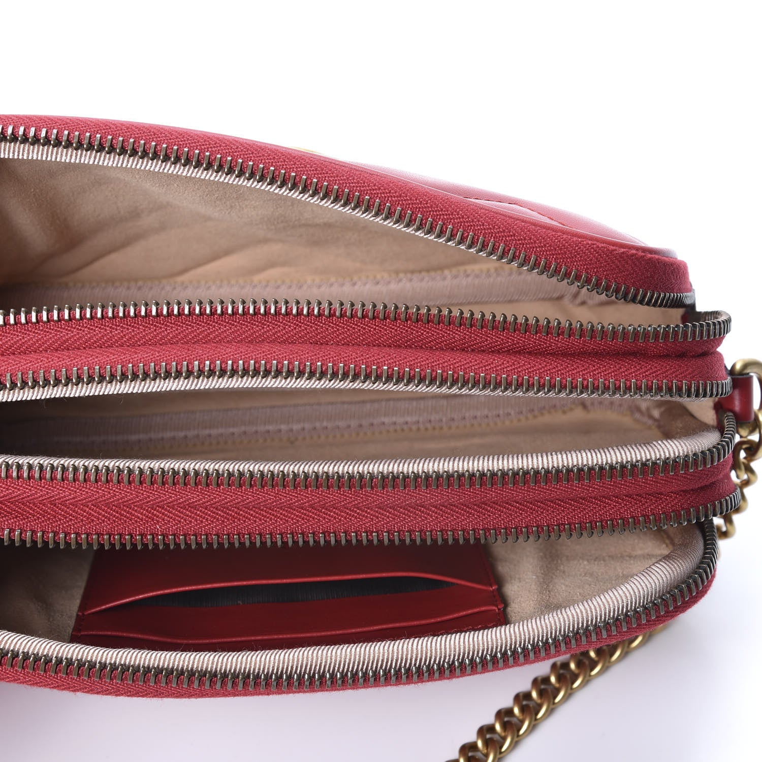 Gucci Calfskin Matelasse Mini GG Marmont Chain Crossbody Bag Hibiscus Red 4 of 9