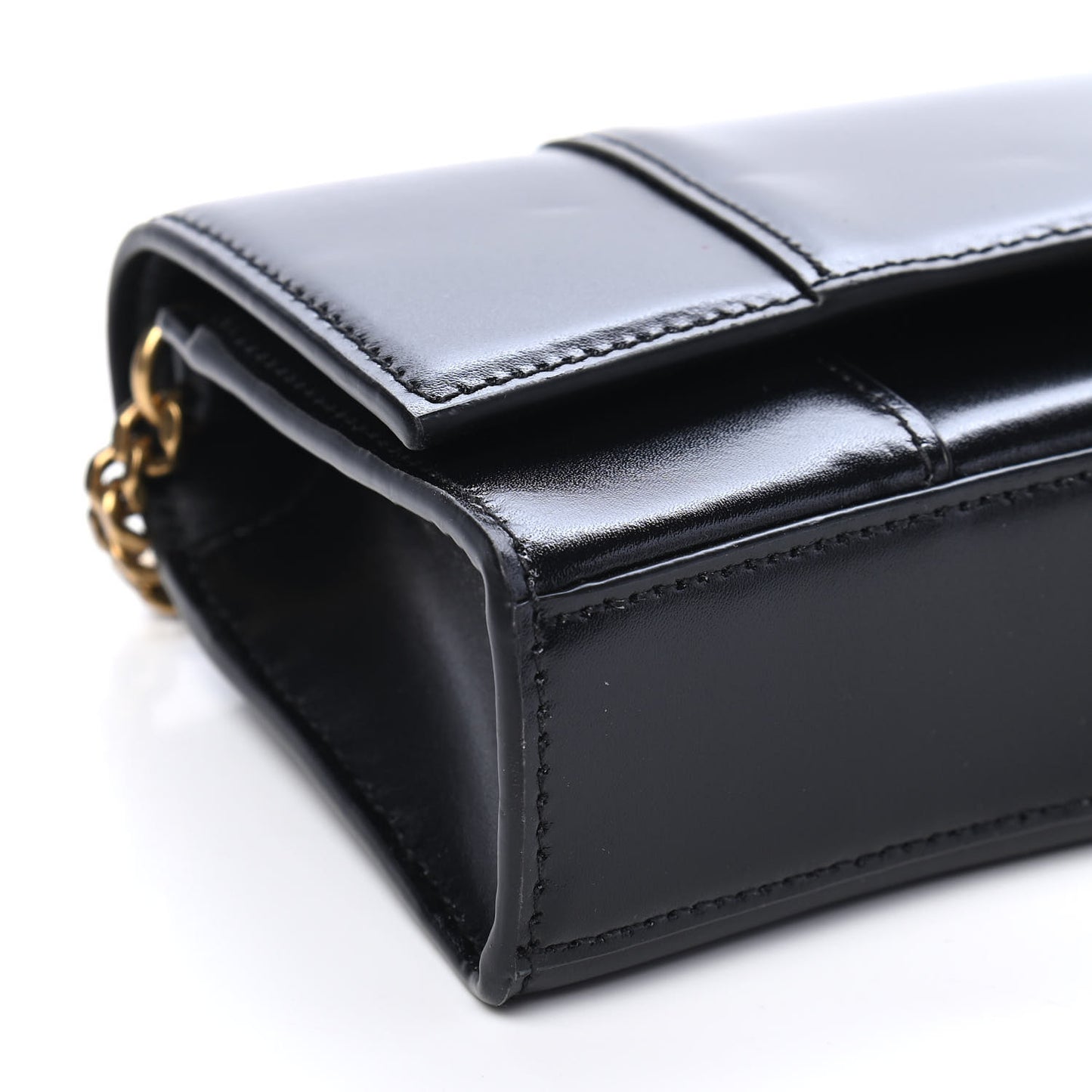 Shiny Box Calfskin Hourglass Chain Bag Black