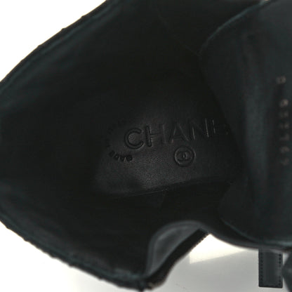 Chanel Calfskin Quilted Lace Up Combat Boots 36.5 Black 9 of 10