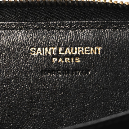 Saint Laurent Lambskin Matelasse Monogram Vicky Zip Around Card Holder Black 6 of 8