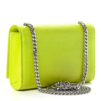Saint Laurent Patent Grain de Poudre Small Monogram Kate Satchel Neon Yellow 3 of 10