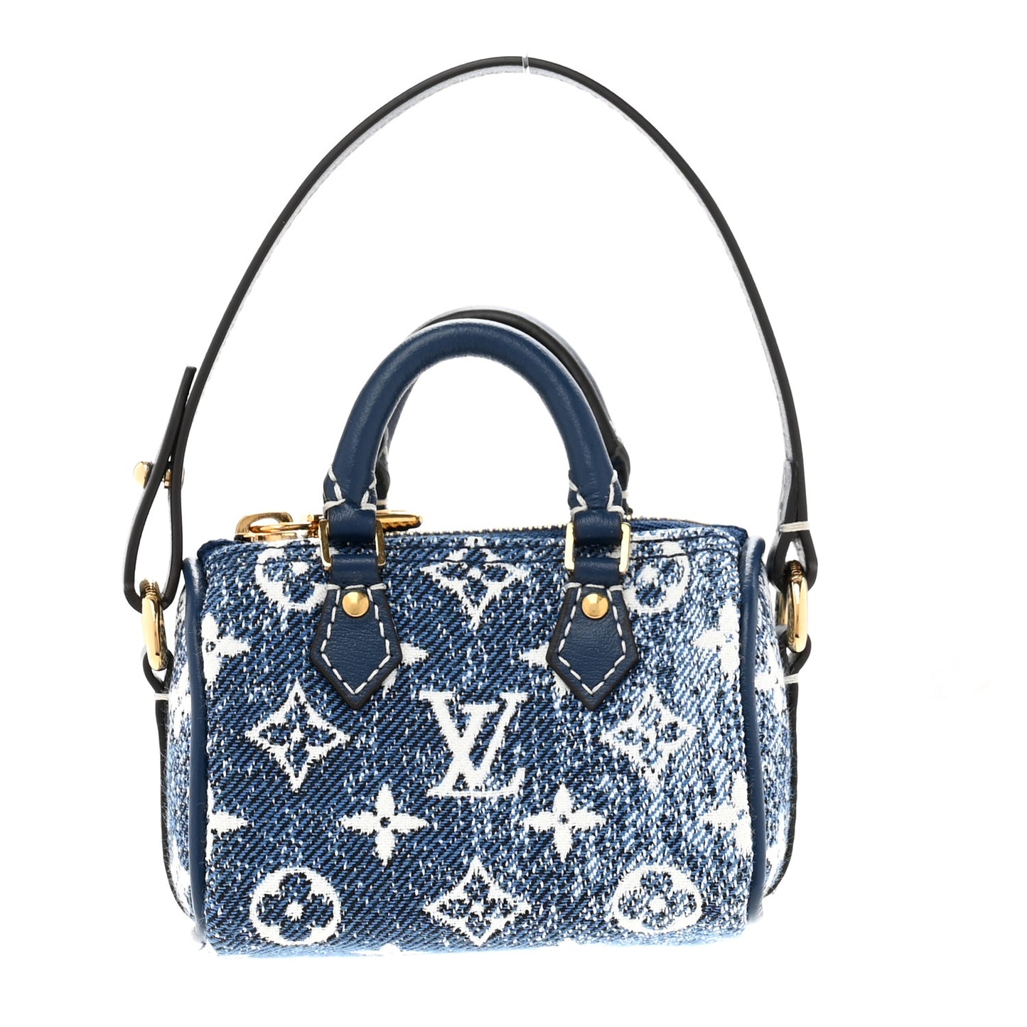 Denim Monogram Jacquard Micro Speedy Bag Charm Bleu