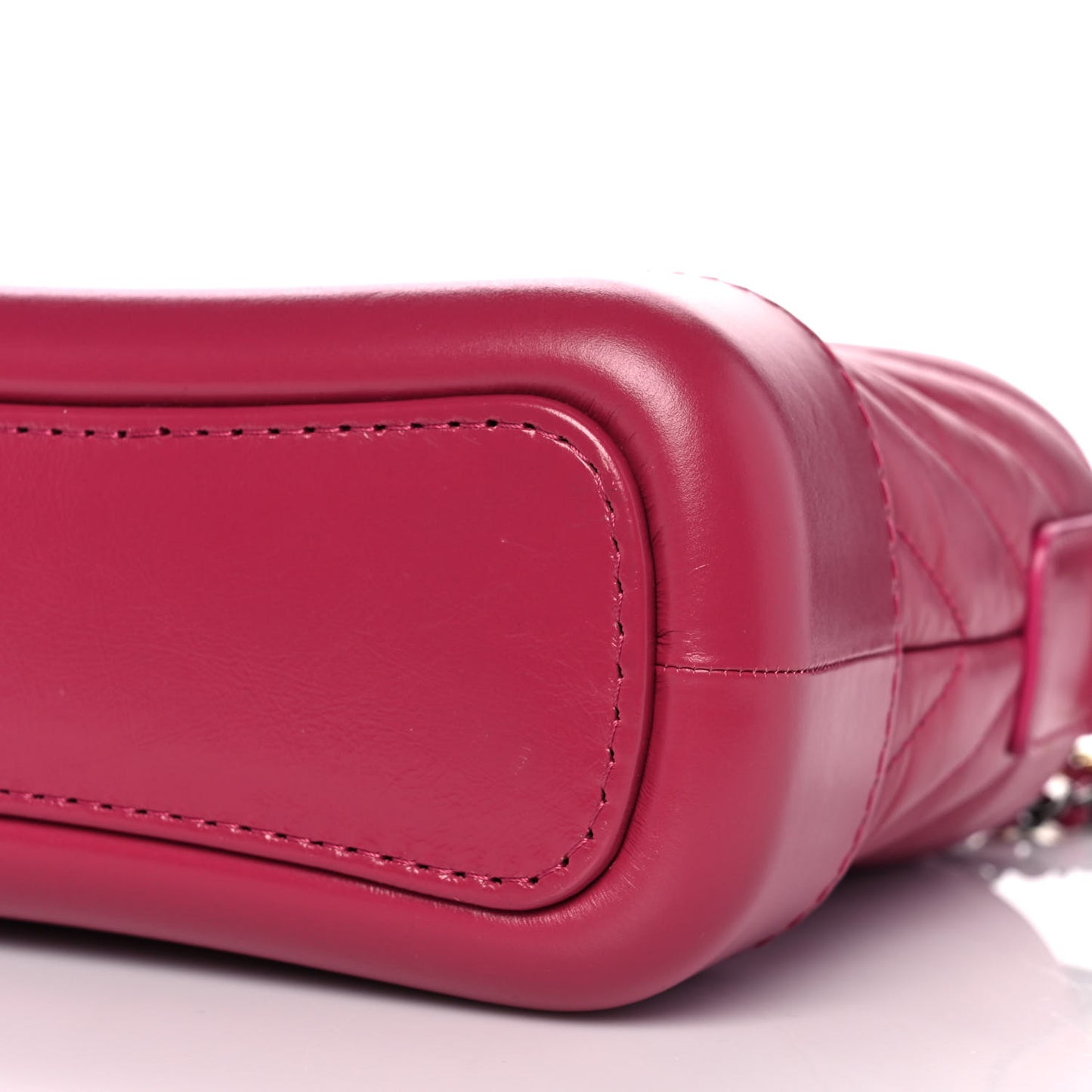 Aged Calfskin Chevron Quilted Small Gabrielle Hobo Dark Pink