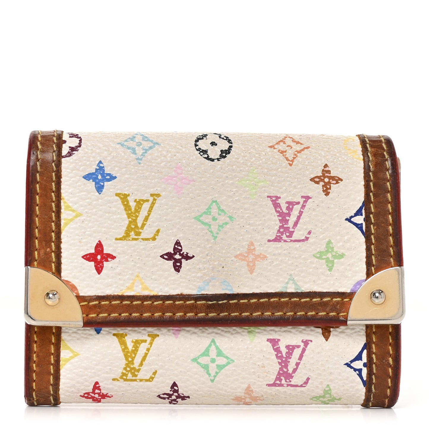 Monogram Multicolor Porte-Monnaie Plat Coin Purse White