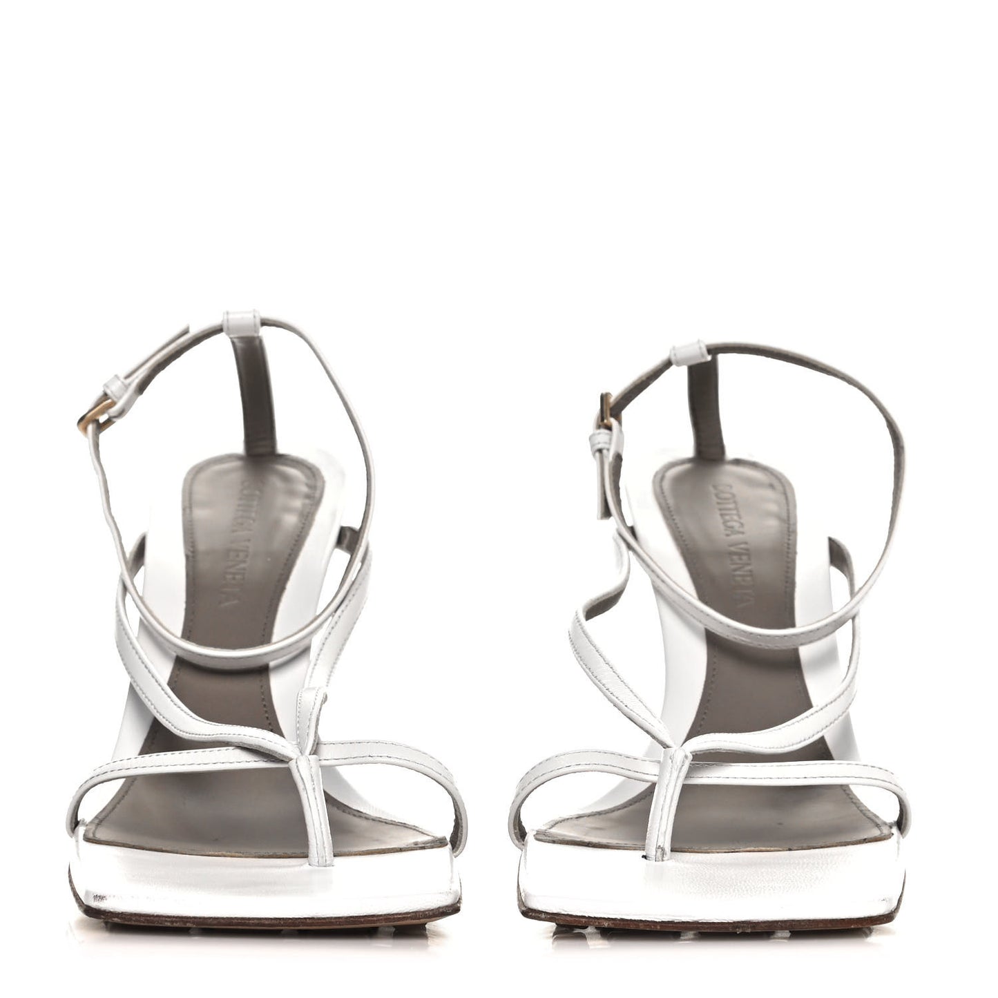 Lambskin Stretch Multi Strap 90mm Sandals 37.5 Optic White