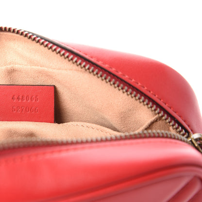 Gucci Calfskin Matelasse Mini GG Marmont Chain Shoulder Bag Hibiscus Red 9 of 10