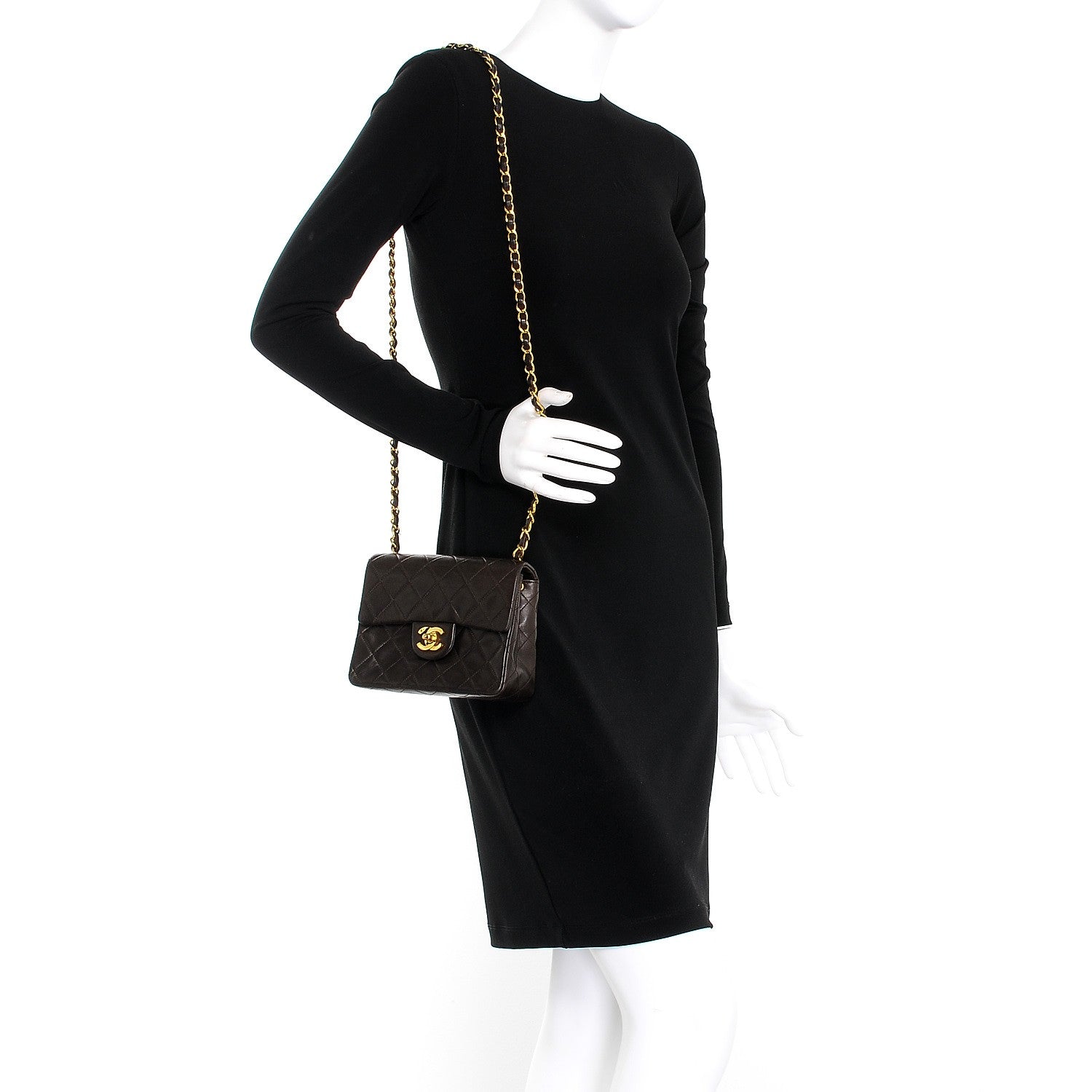 Chanel Lambskin Quilted Mini Square Flap Brown 2 of 7