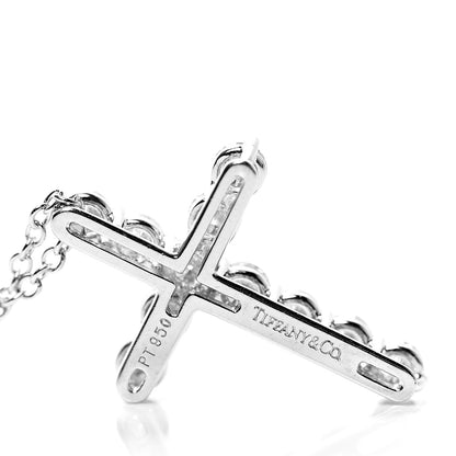 Tiffany Platinum Diamond Small Cross Pendant Necklace 6 of 6