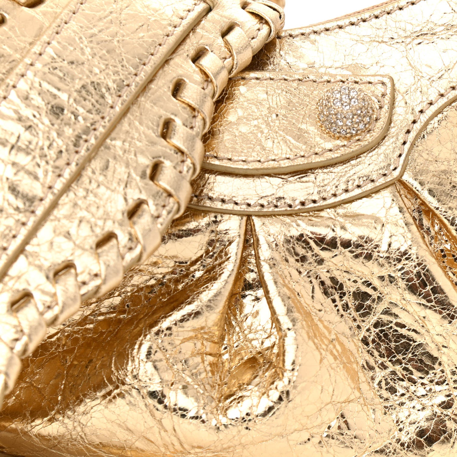 Balenciaga Metallic Agneau Arena Crystal Le Cagole Shoulder Bag XS Light Gold 9 of 11