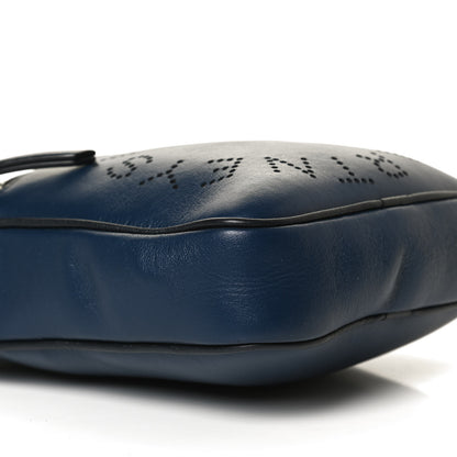 Stella McCartney Eco Alter Nappa Perforated Logo Messenger Bag Navy Blue 8 of 9