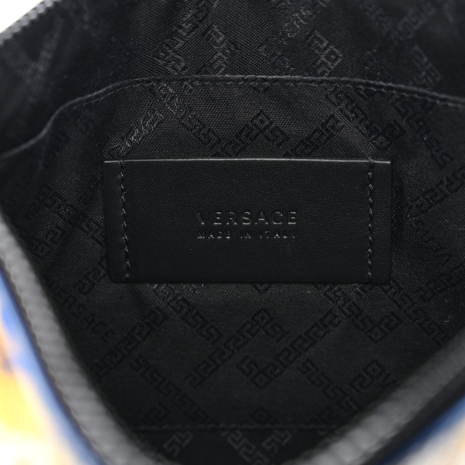 Versace Calfskin Heritage Barocco Print Wristlet Pouch Bluette 6 of 6
