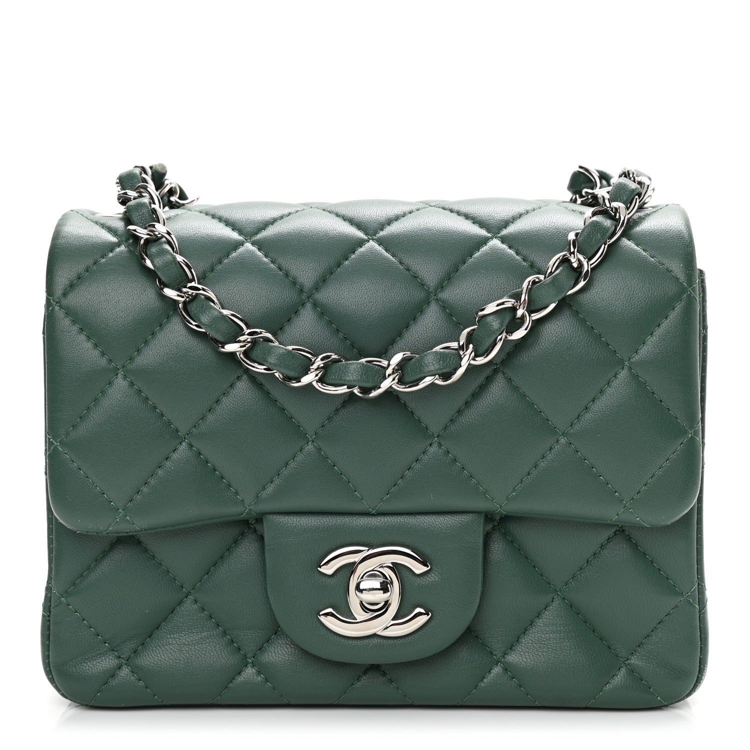 Chanel Lambskin Quilted Mini Square Flap Green 1 of 11