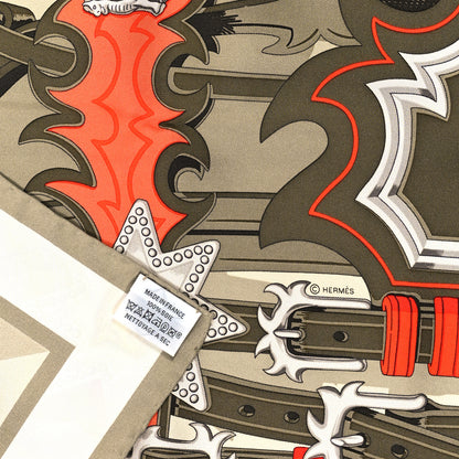 Hermes Silk Brides Et Destin Scarf 90 Vert Argile Kaki 3 of 3