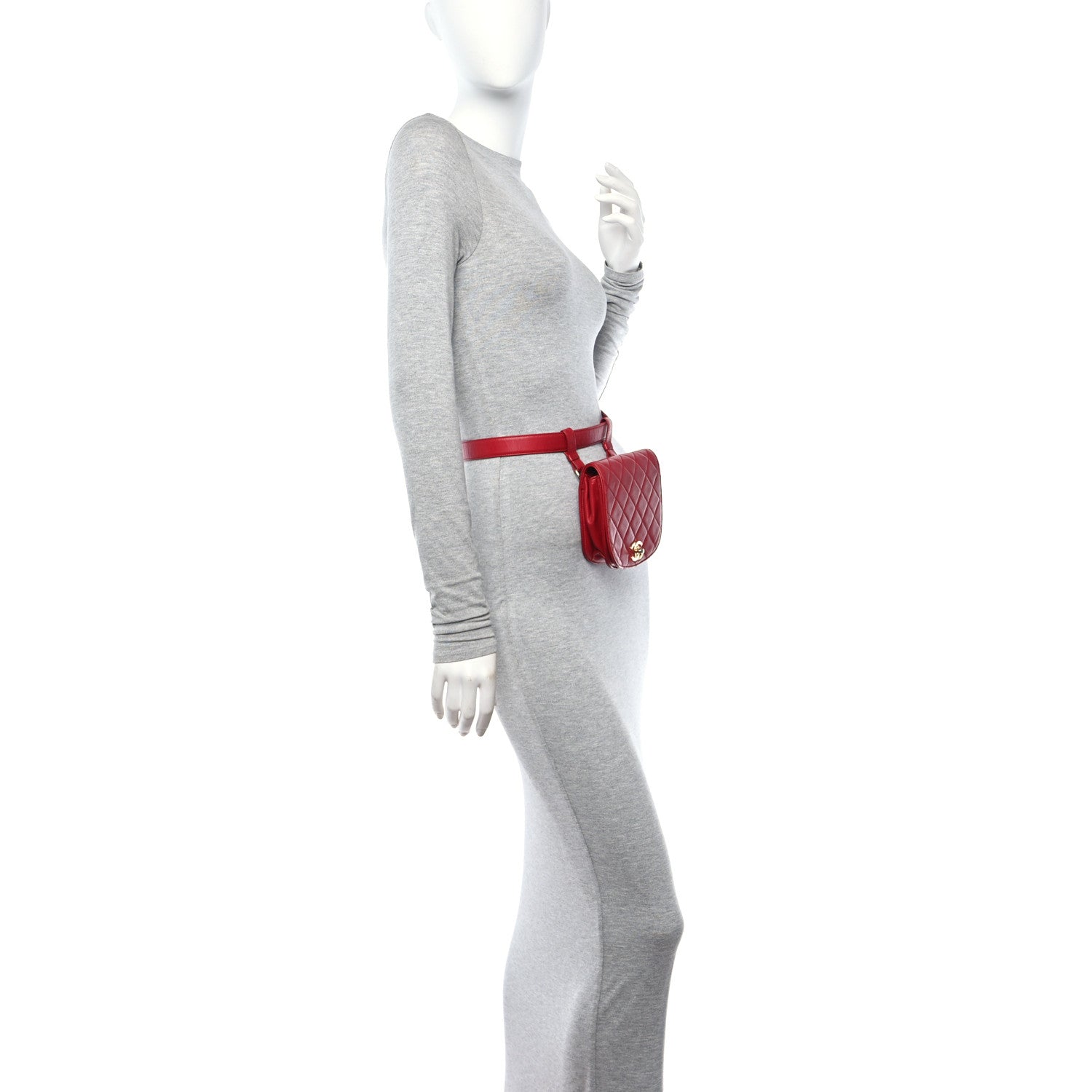 Chanel Lambskin Quilted Flap Waist Belt Bag 75 30 Red 2 of 12