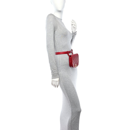 Chanel Lambskin Quilted Flap Waist Belt Bag 75 30 Red 2 of 12