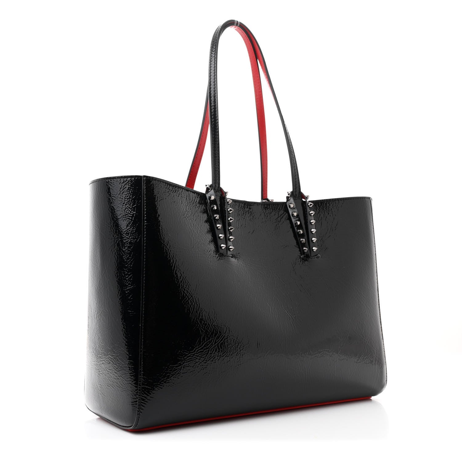 Christian Louboutin Patent Calfskin Spikes East West Cabata Tote Black 4 of 15