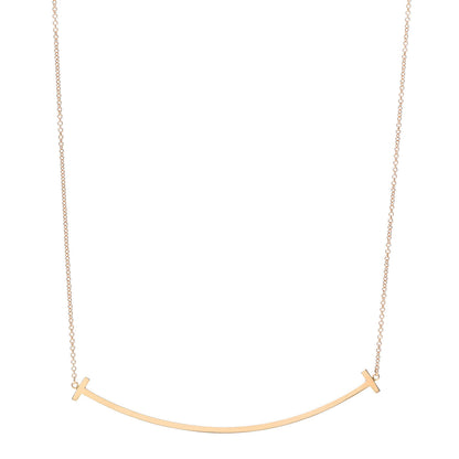 Tiffany 18K Rose Gold Large T Smile Pendant Necklace 1 of 6
