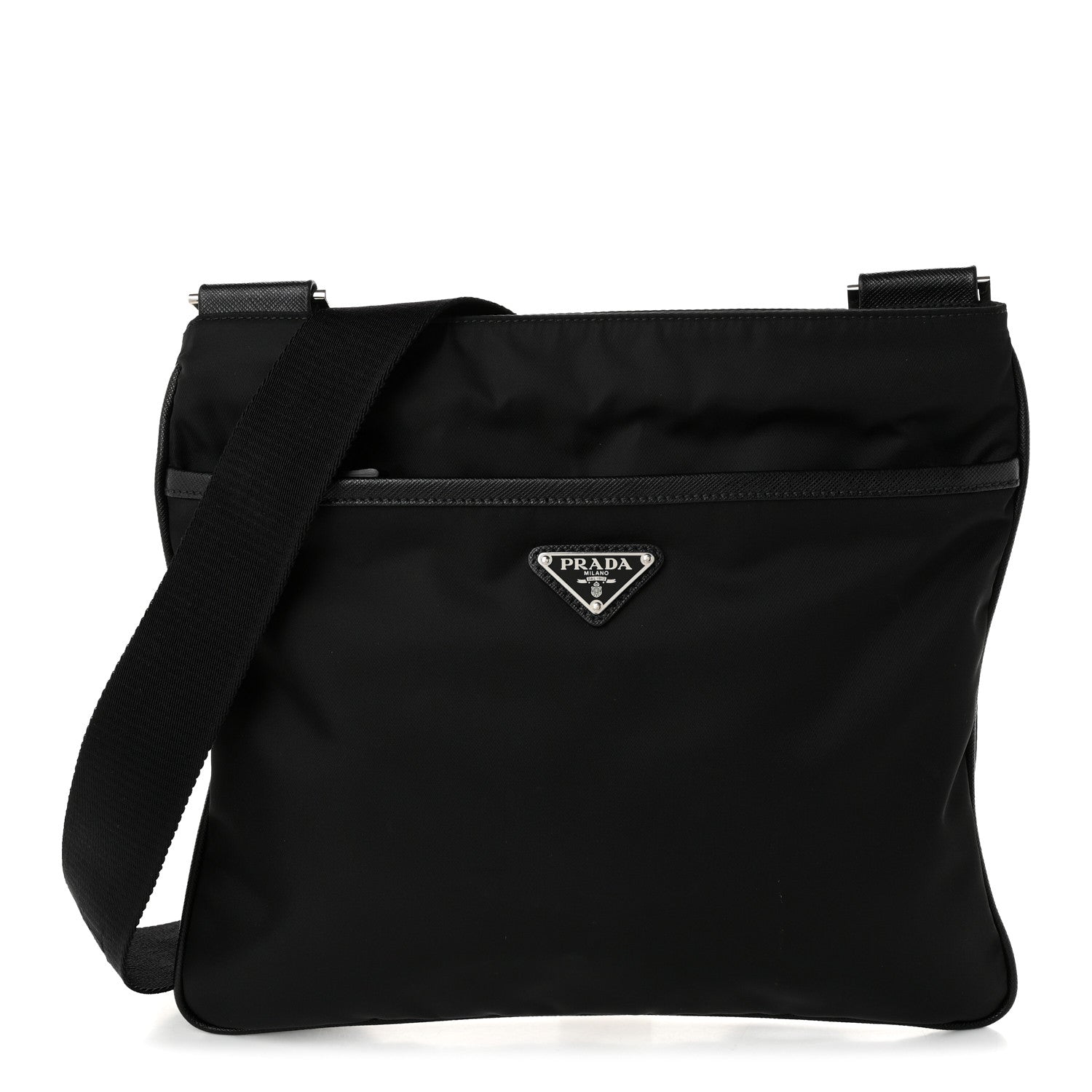 Prada Nylon Vela Flat Messenger Bag Black 1 of 10