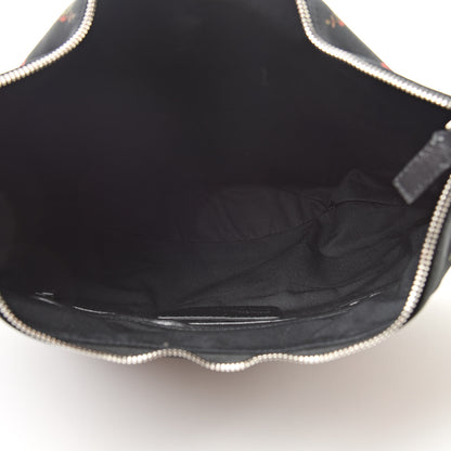 Alexander McQueen Silk Printed Roses De Manta Clutch Black Red 5 of 7