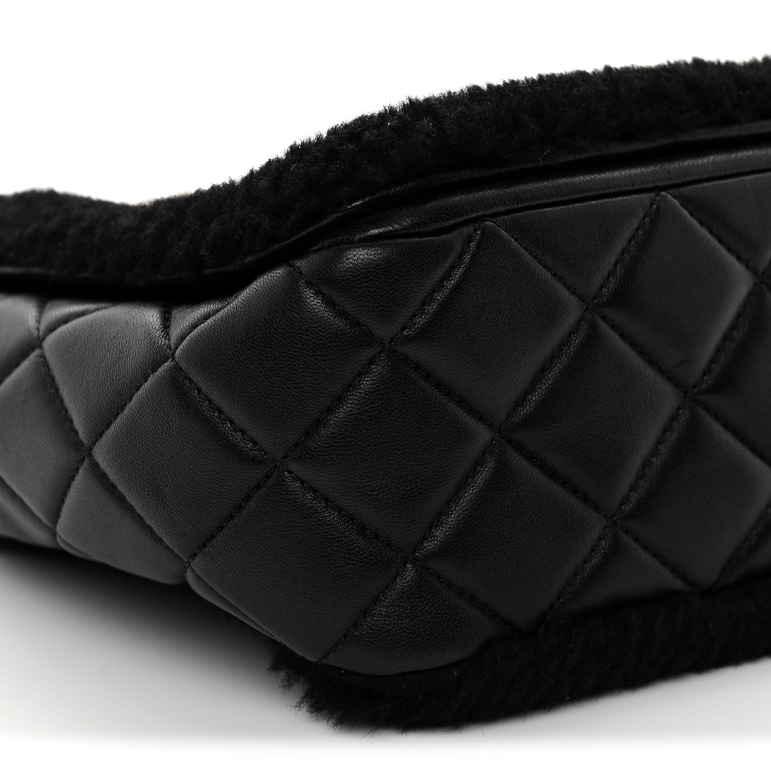 Chanel Shearling Lambskin Jumbo Chanel 100% Flap Black 8 of 11