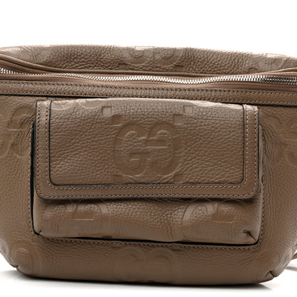 Gucci Piuma Calfskin Jumbo GG Embossed Pocket Belt Bag  Good Taupe 7 of 9
