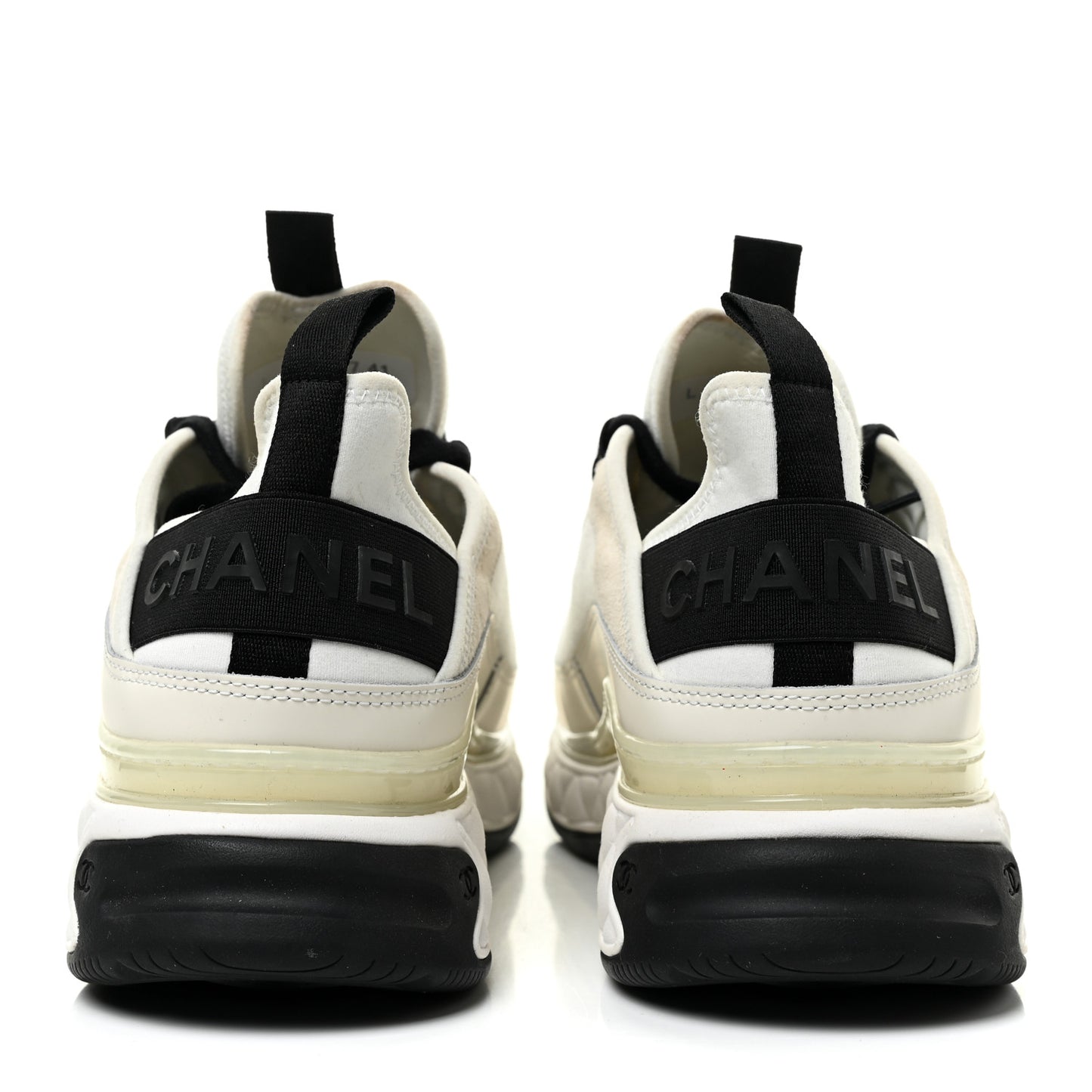 Velvet Calfskin Mixed Fibers CC Sneakers 41 Ivory Black