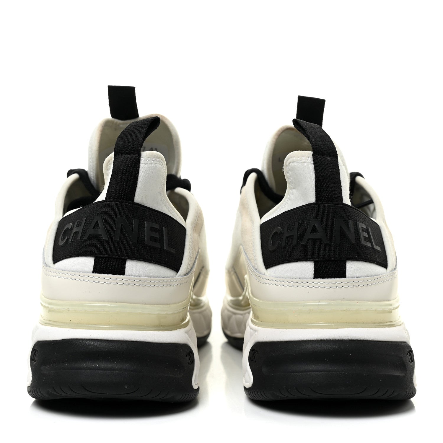 Chanel Velvet Calfskin Mixed Fibers CC Sneakers 41 Ivory Black 4 of 11