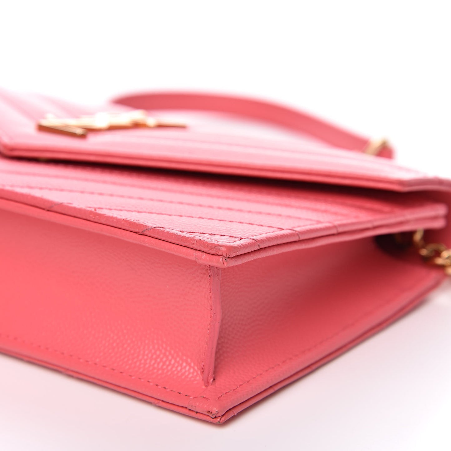 Grain De Poudre Matelasse Chevron Monogram Envelope Chain Wallet Rose Clair