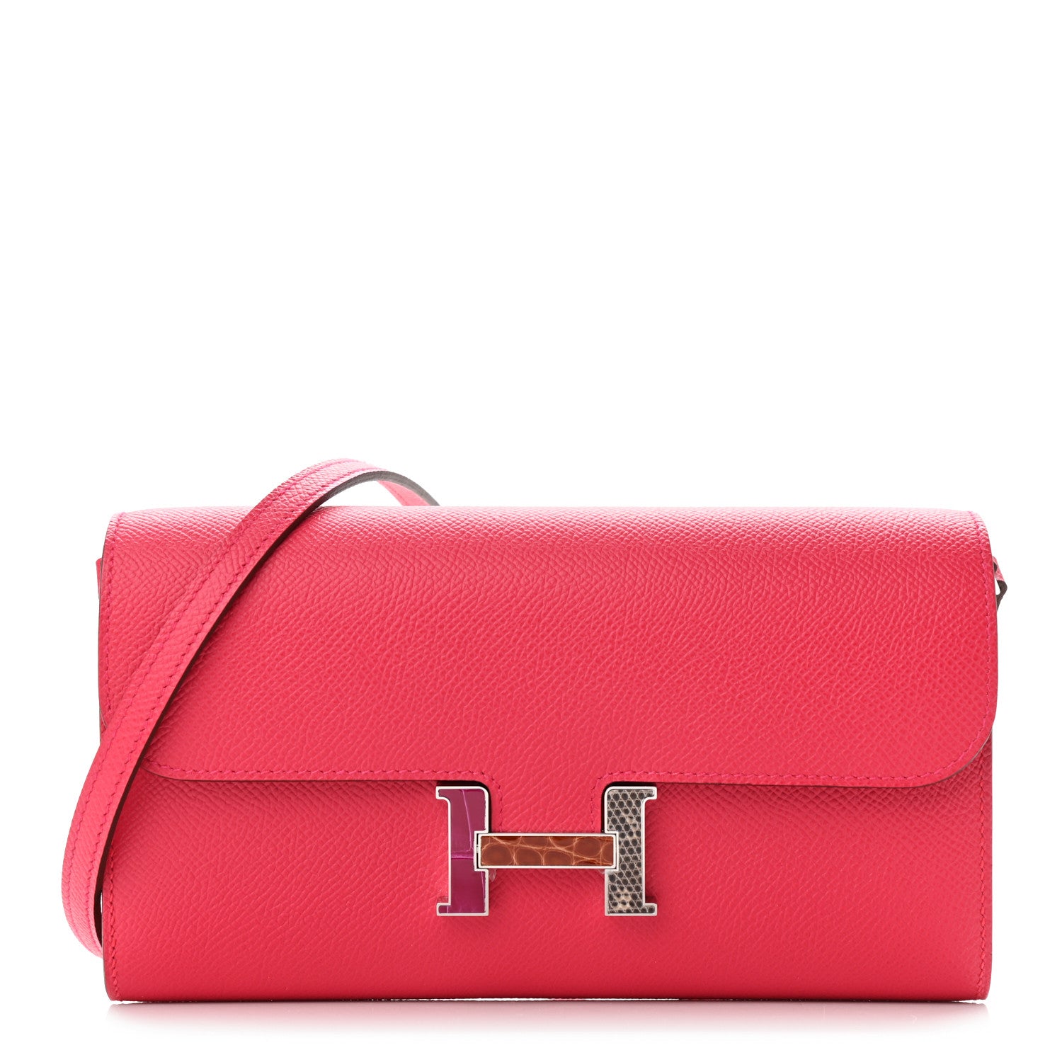 Hermes Epsom Alligator Lizard Constance Wallet To Go Rose Extreme 1 of 11