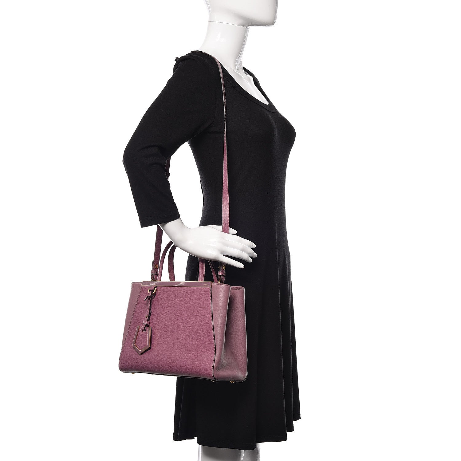 Fendi Vitello Elite Flamingo Petite 2Jours Tote Lilla Glicine 2 of 11