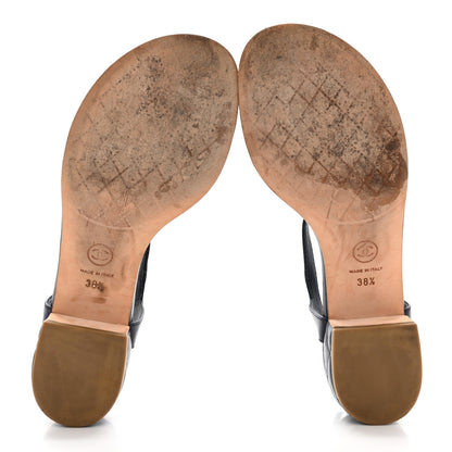 Chanel Lambskin CC Chain Thong Sandals 38.5 Navy 5 of 15
