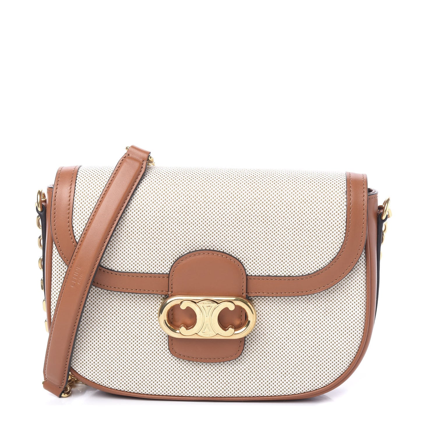 Textile Natural Calfskin Medium Chain Maillon Triomphe Tan White