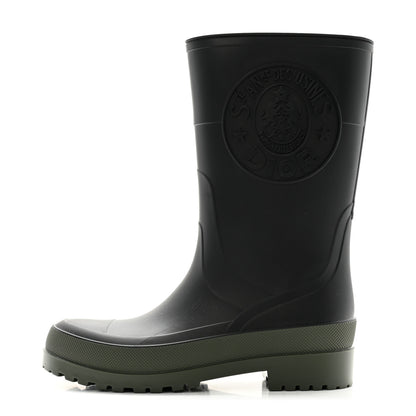 Christian Dior Rubber Diorunion Rain Boots 39 Black Military 1 of 8