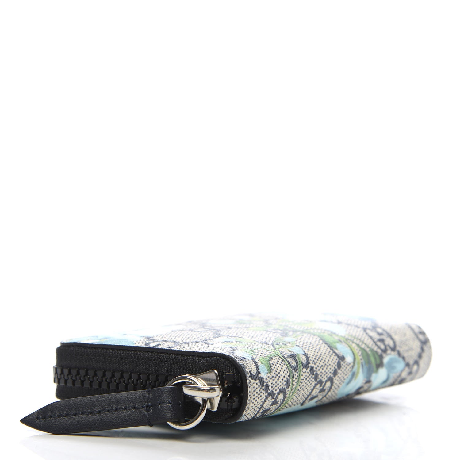 Gucci GG Supreme Monogram Blooms Zip Around Card Case Wallet Beige Blue Navy 4 of 7