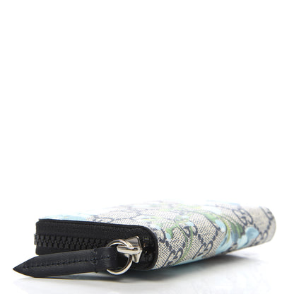 Gucci GG Supreme Monogram Blooms Zip Around Card Case Wallet Beige Blue Navy 4 of 7