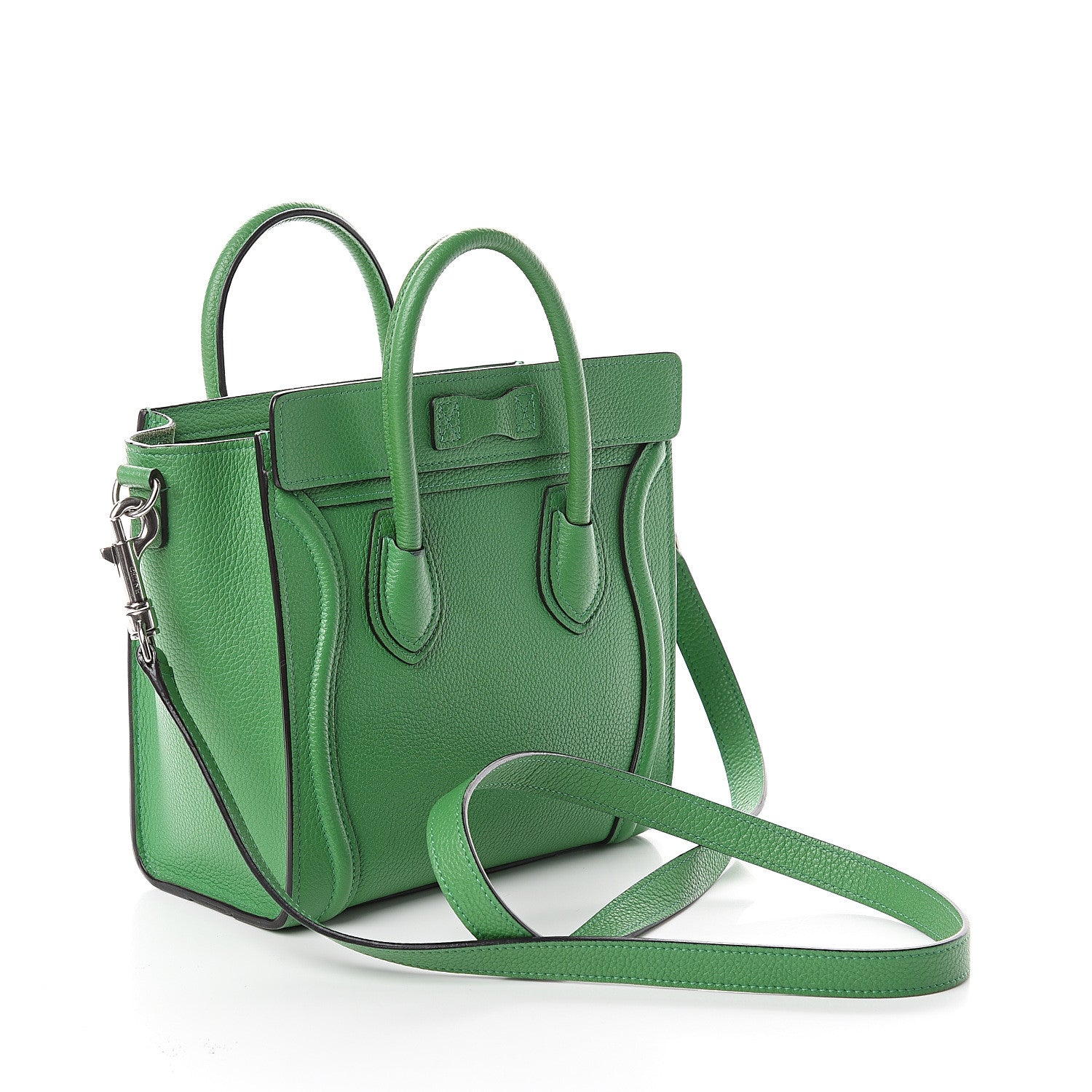 Celine Drummed Calfskin Nano Luggage Mint 2 of 8