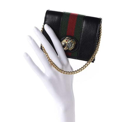 Gucci Calfskin Web Rajah Chain Card Case Wallet Black 2 of 11