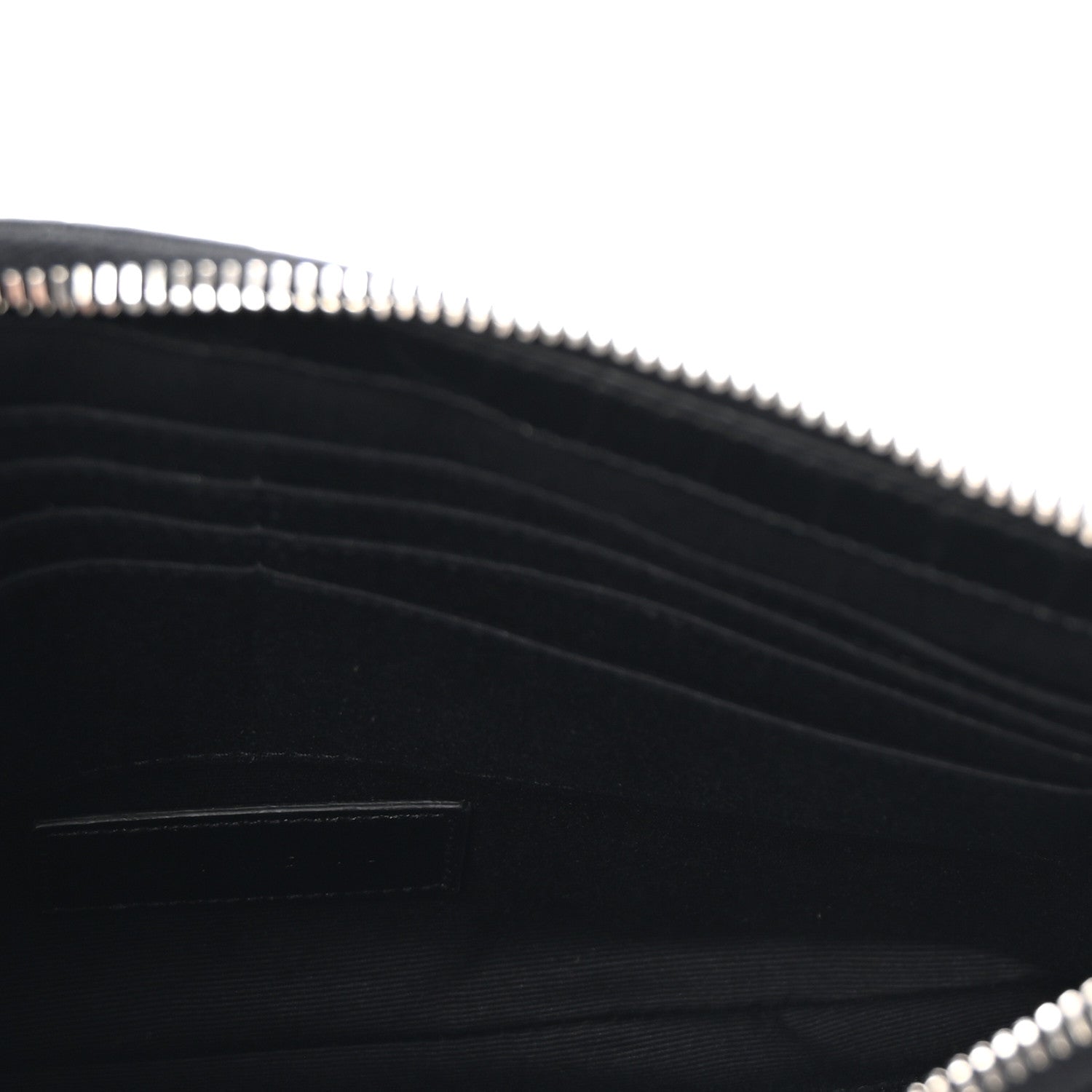 Saint Laurent Calfskin Crocodile Embossed Monogram Zip Pouch Black 5 of 7