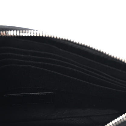 Saint Laurent Calfskin Crocodile Embossed Monogram Zip Pouch Black 5 of 7