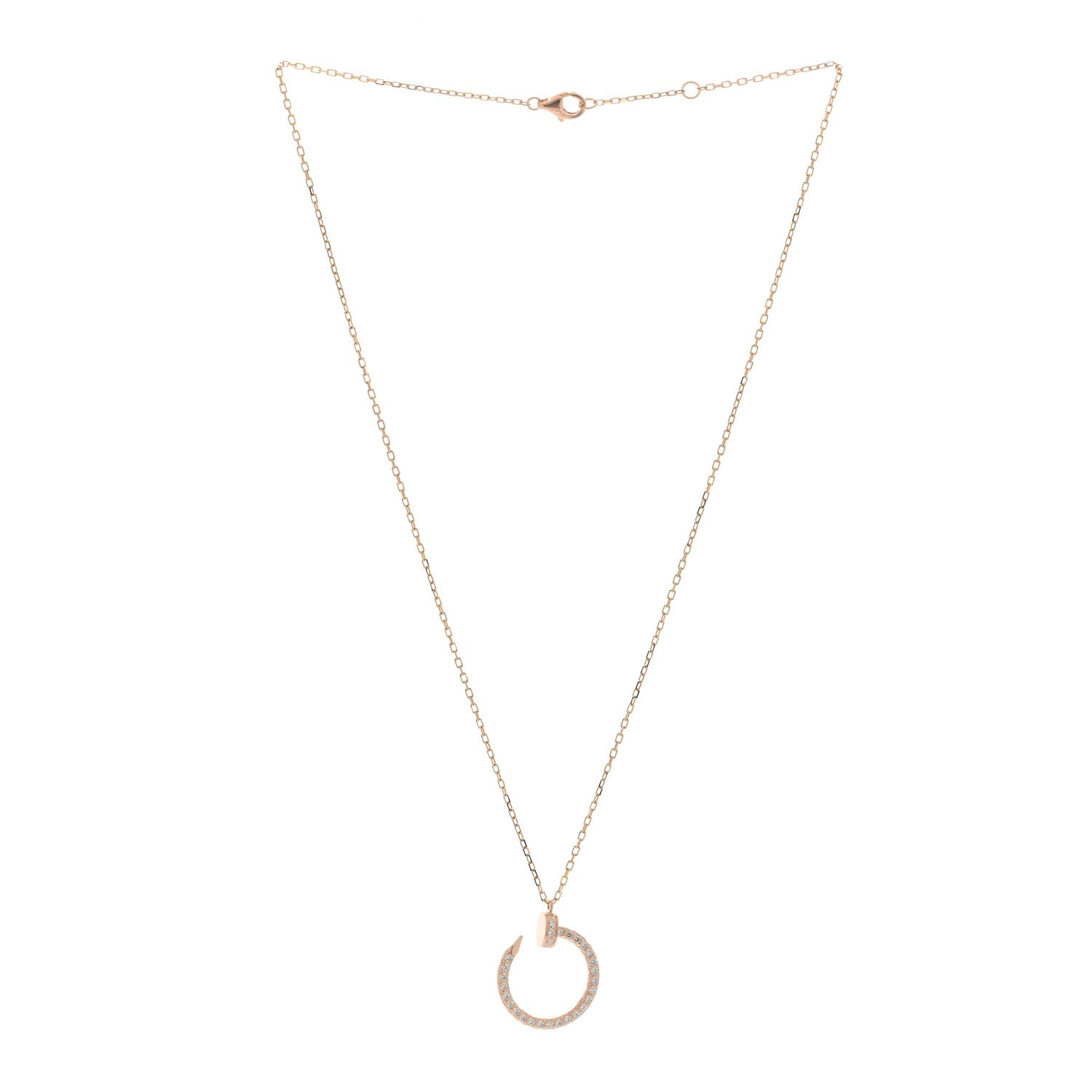 Cartier 18K Pink Gold Diamond Juste Un Clou Paved Pendant Necklace 2 of 4