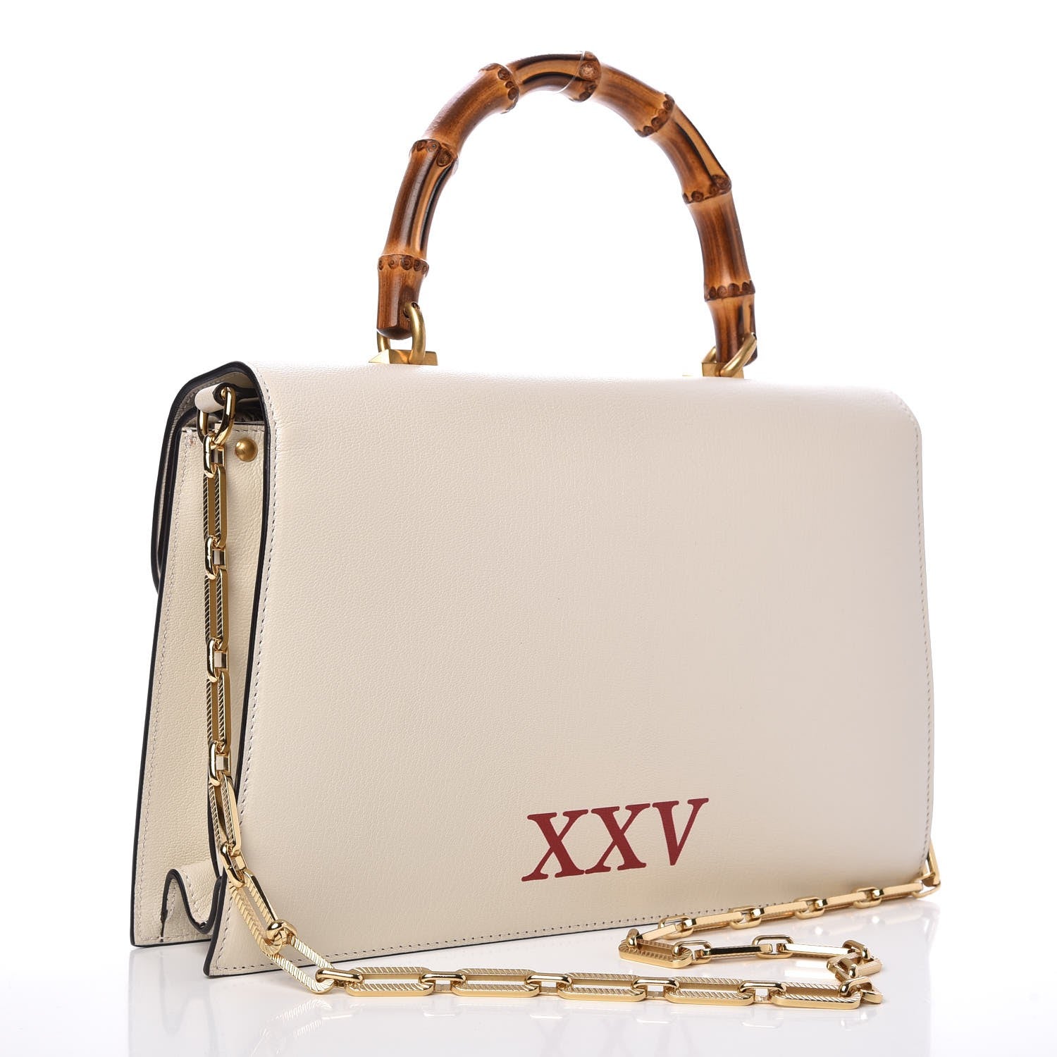 Gucci Calfskin Snakeskin Studded Medium Ottilia Top Handle Bag White 3 of 9