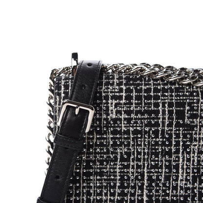 Christian Dior Tweed Embellished Diorama Flap Bag Black White 9 of 10