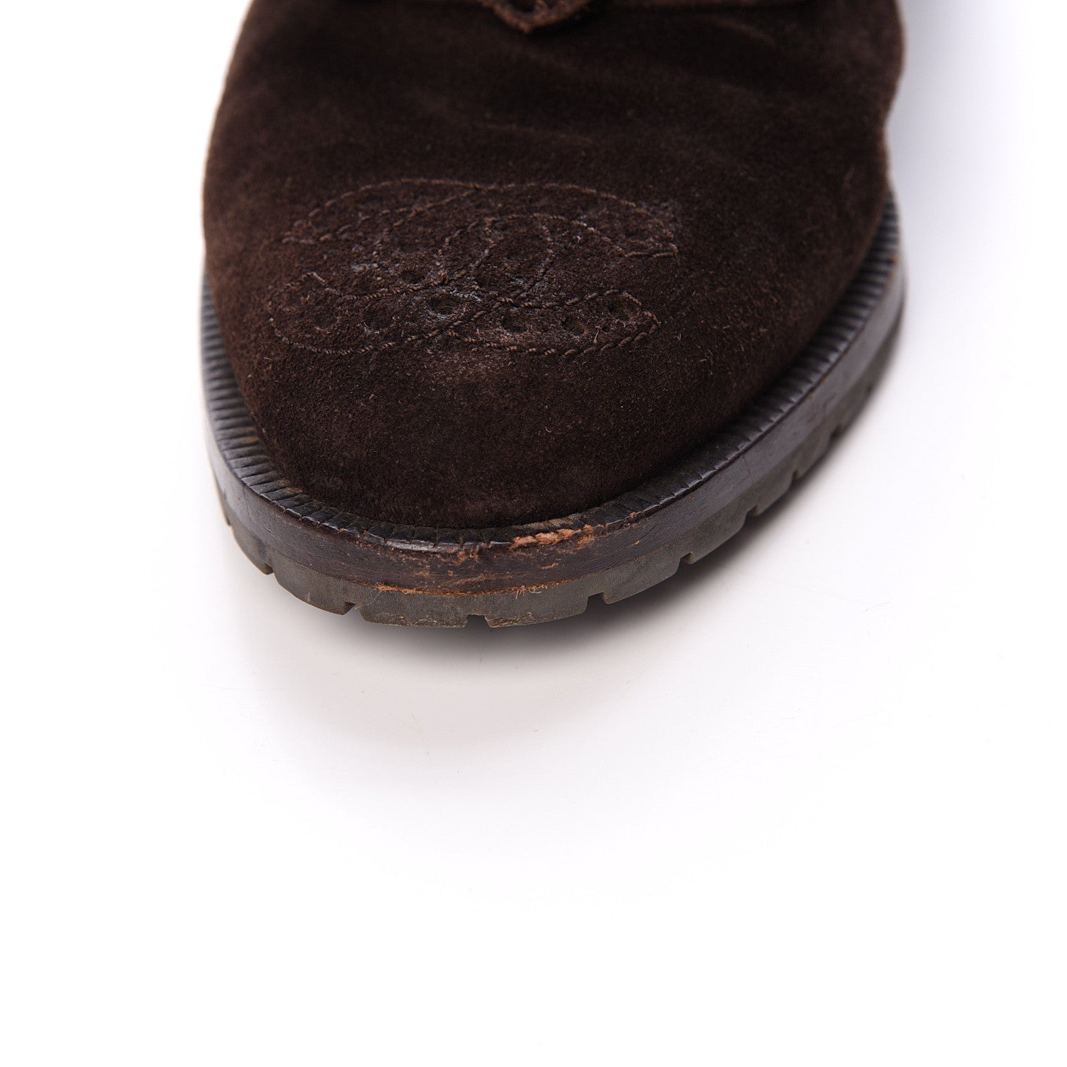 Chanel Suede CC Lace Up Oxford 38 Brown 8 of 12