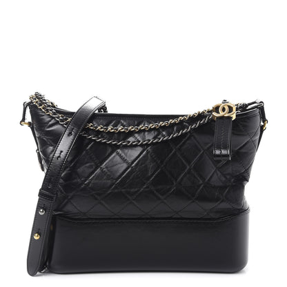 Chanel Aged Calfskin Quilted Medium Gabrielle Hobo Black 1 of 9