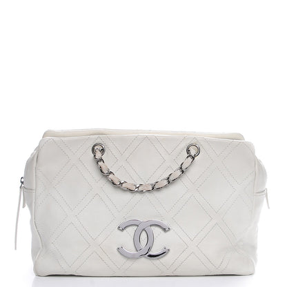 Chanel Calfskin Large Diamond Stitch Tote White 1 of 10